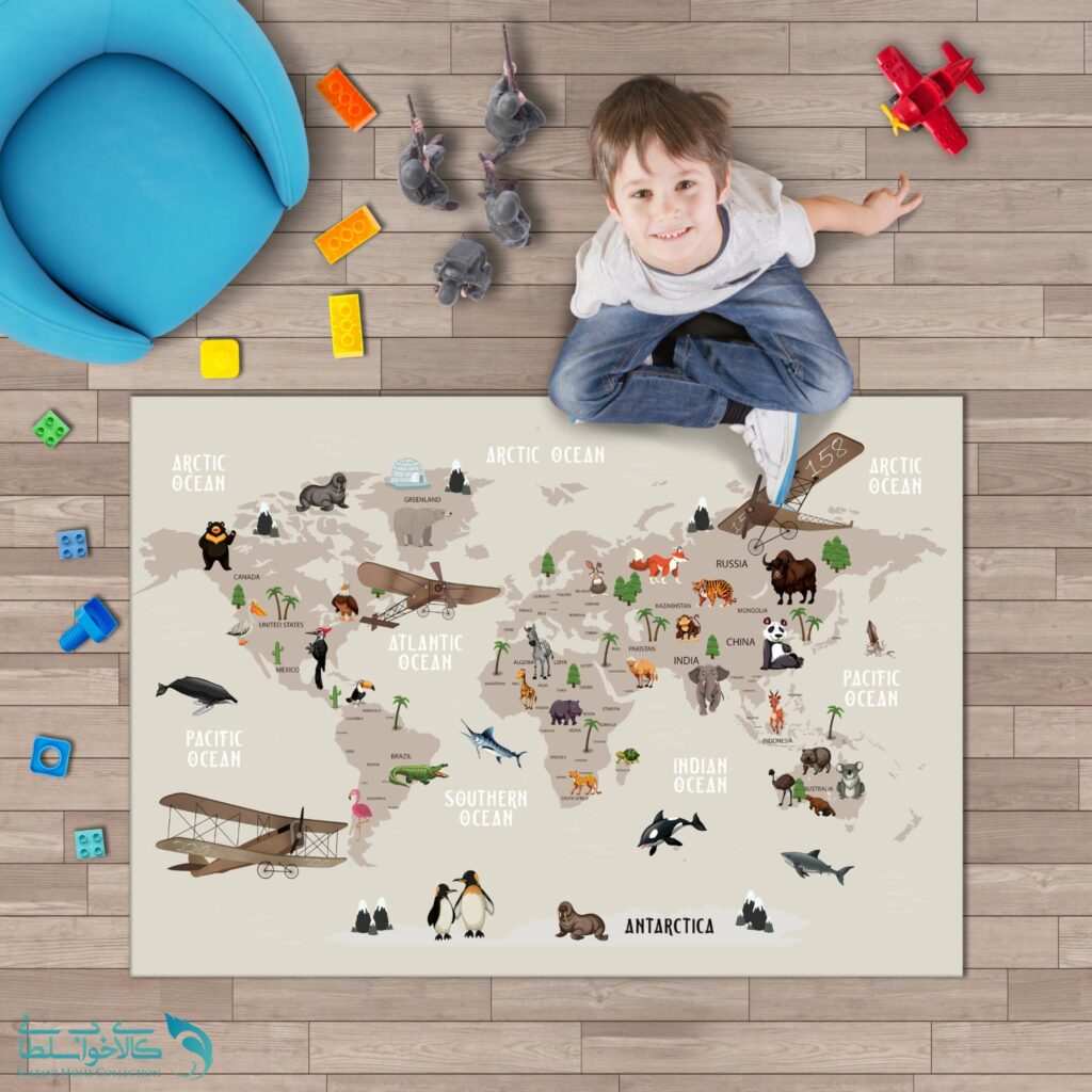 فرشینه اتاق کودک نقشه حیوانات
