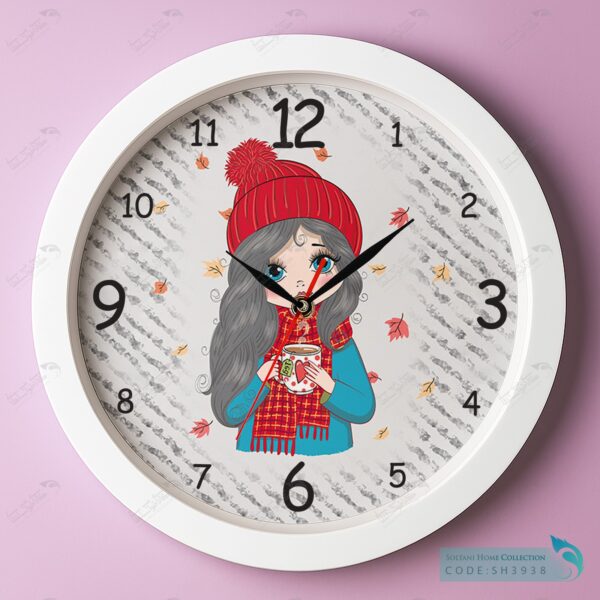 ساعت دیواری دخترانه طرح دختر پاییزی